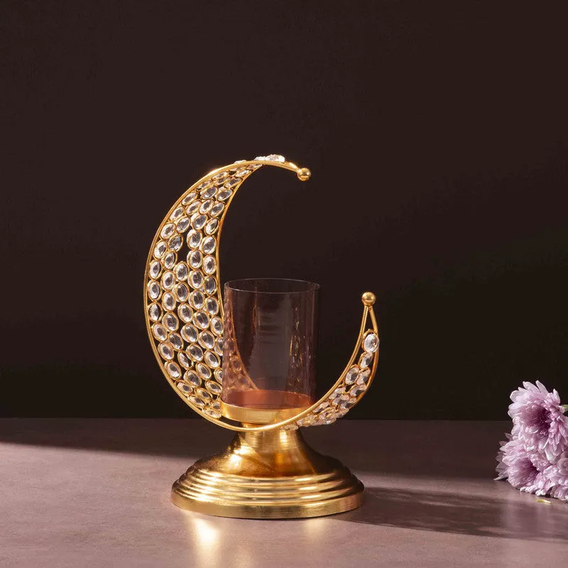 Celestial Crescent Candle Holder - Gold media 3