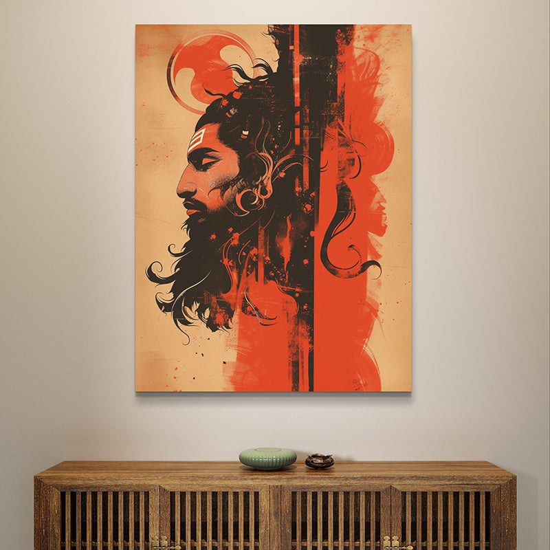 Shiva Of Scarlet Wall Painting