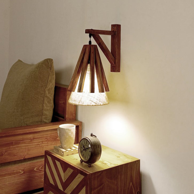 StripePulse Wooden Wall Lamp - Brown media 4
