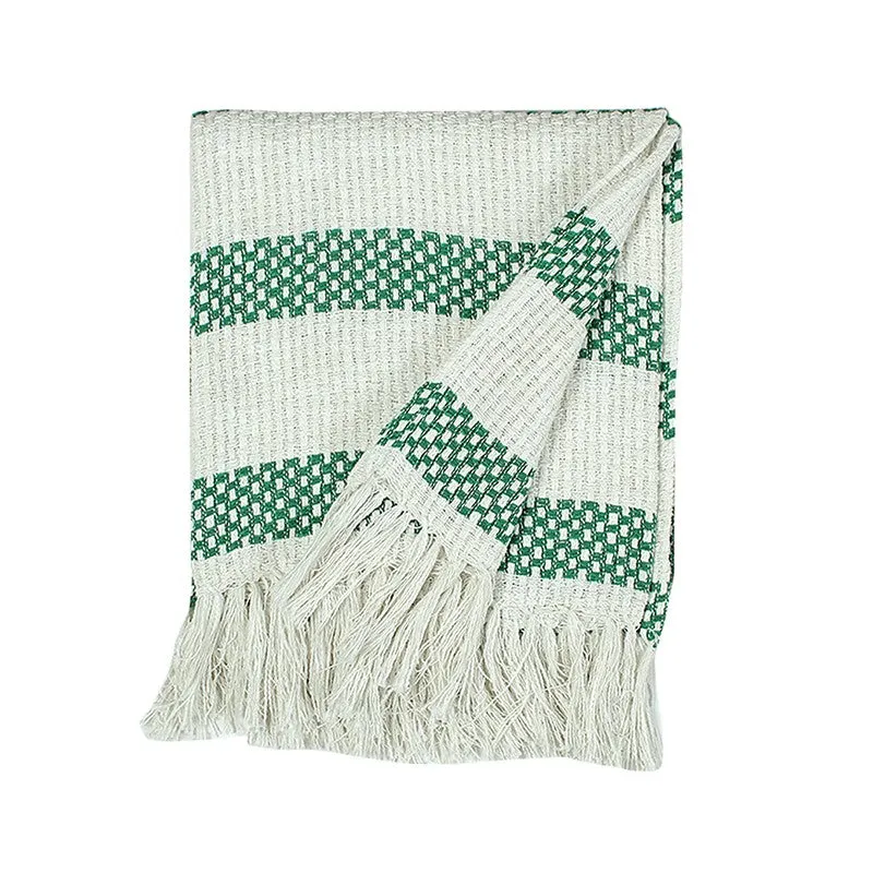 Rustic Fringed Edge Throw - Green media 5