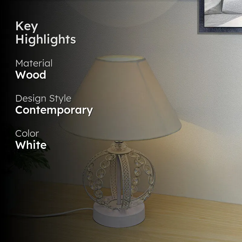 NatureNest Organic Wooden Table Lamp Design - White media 2