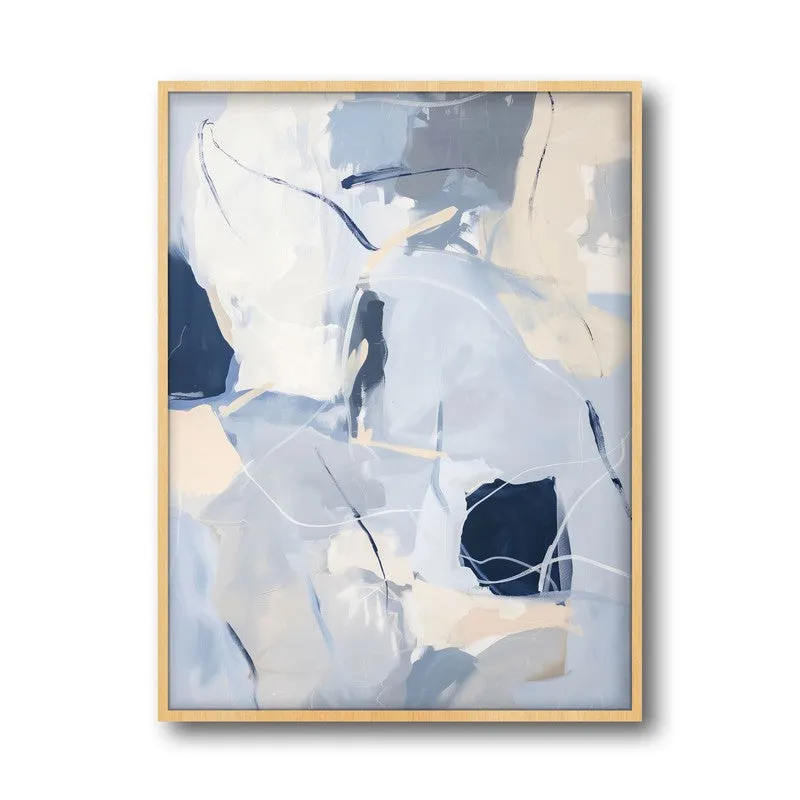 Cobalt Flux Framed Canvas Archival Canvas Wall Painting - Natural Brown Frame media 4