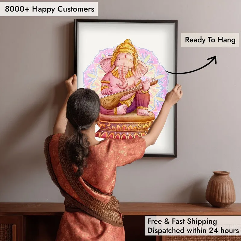 Veena Vinayaka Archival Paper Wall Art With Frame media 7
