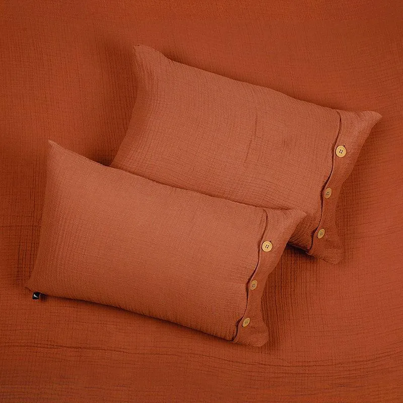Nautica Champagne Whisper Solid Cotton Bedsheet (Rust Orange) - 350 TC media 5