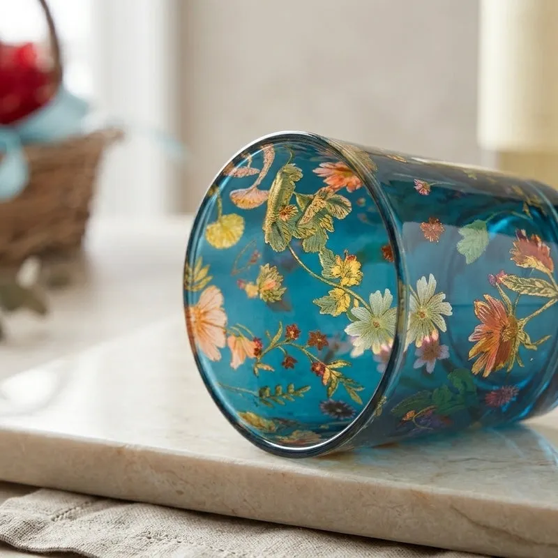 Floral Bliss Blue Glass Tumbler - Set Of Four media 3