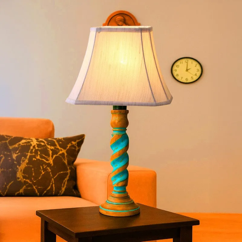Elara Rivo Wooden Table Lamp - OffWhite media 3