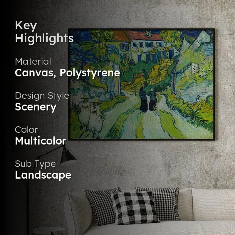 Stairway Canvas Painting - Black Frame media 2