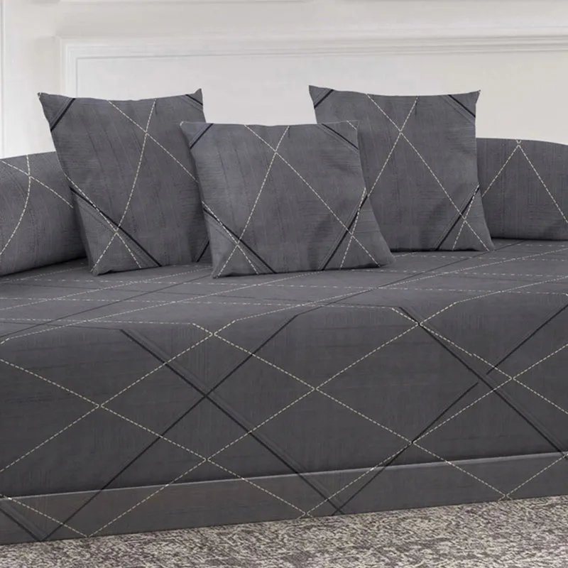 Gray Lines Diwan Set - Six Piece Set media 3