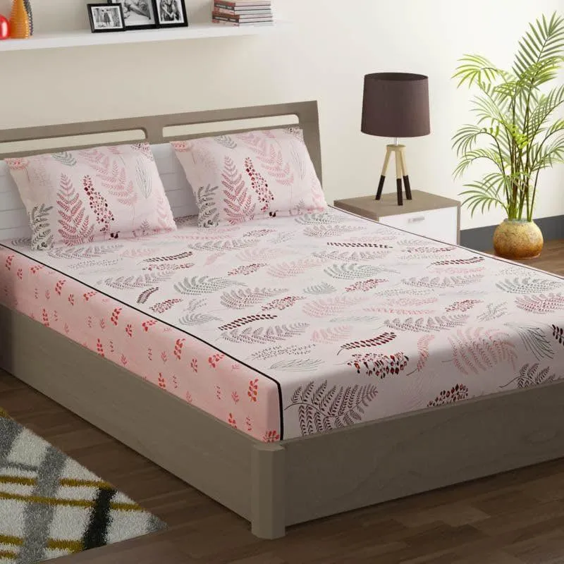 Swayam Tropical Delight Cotton Bedsheet (Light Pink) - 160 TC media 1