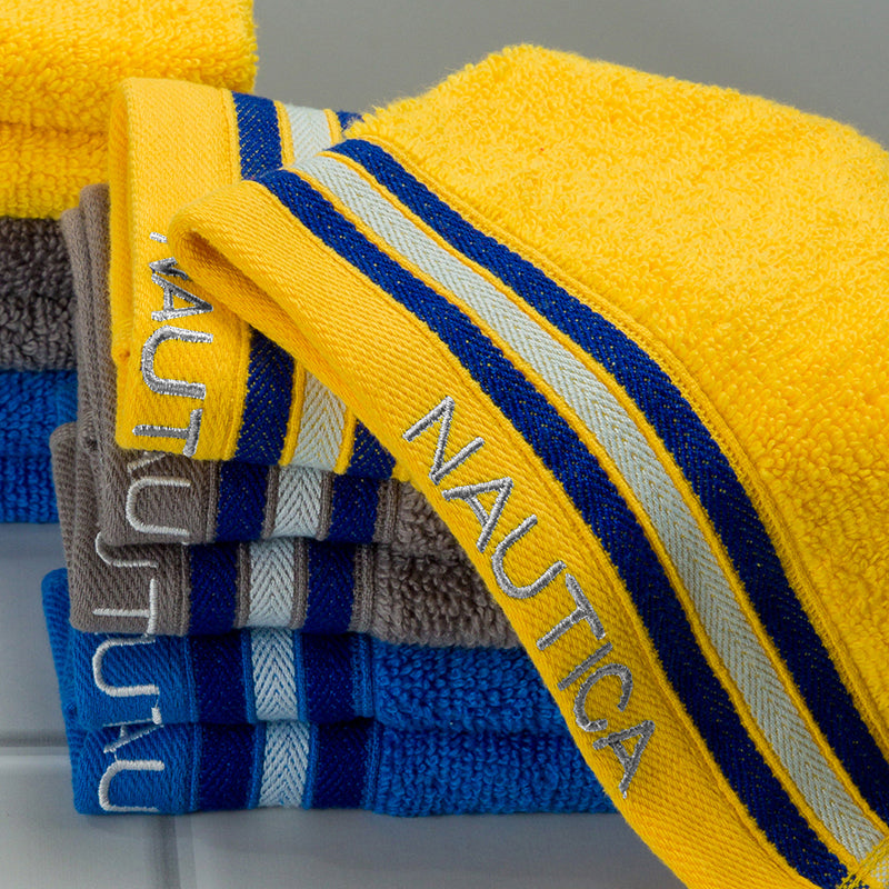 Nautica Dove Down Cotton Face Towel (Yellow & Blue) - Set Of Twelve media 3