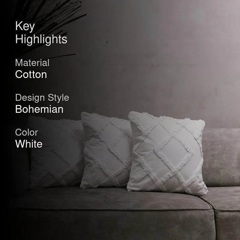 Marshmallow Matrix Tufted Cushion Cover (White) - Set Of Three media 2