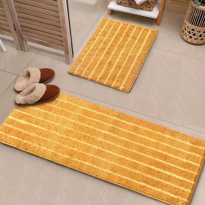 StripeEase Microfiber Bath Mats (Yellow) - Set of Two media 1