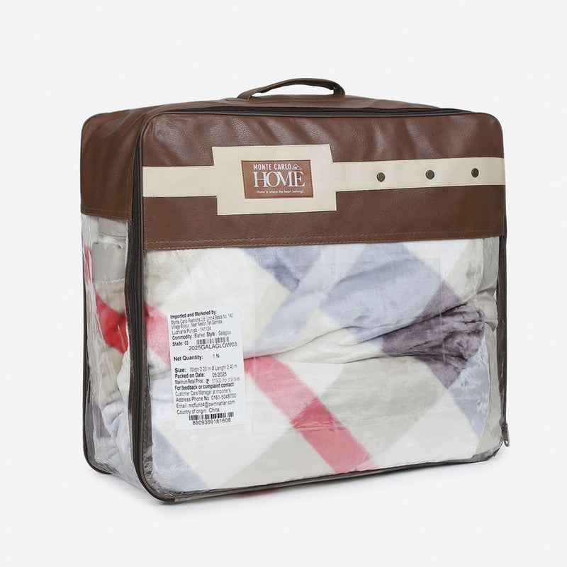 Monte Carlo Geometric Harmony Blanket (Off White,Pink) - 720 GSM media 7