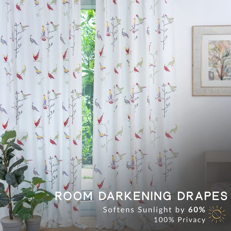 Tranquebar Home Nature Wings I Cotton Curtains(Pink) - Set Of Two media 5