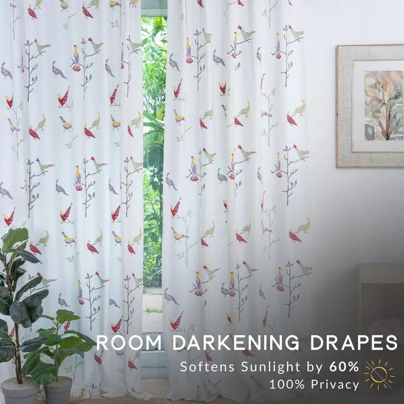 Tranquebar Home Nature Wings I Cotton Curtains(Pink) - Set Of Two media 5