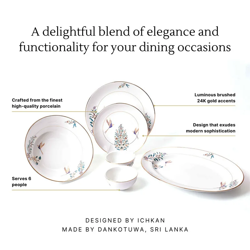 Gilded Shahi 24k Gold Brushed Porcelain Dinner Set - 21 Piece Set media 11