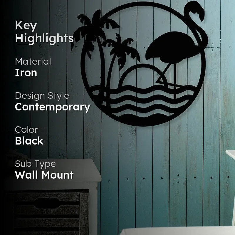 Flamingo On A Beach Black Iron Wall Accent media 2
