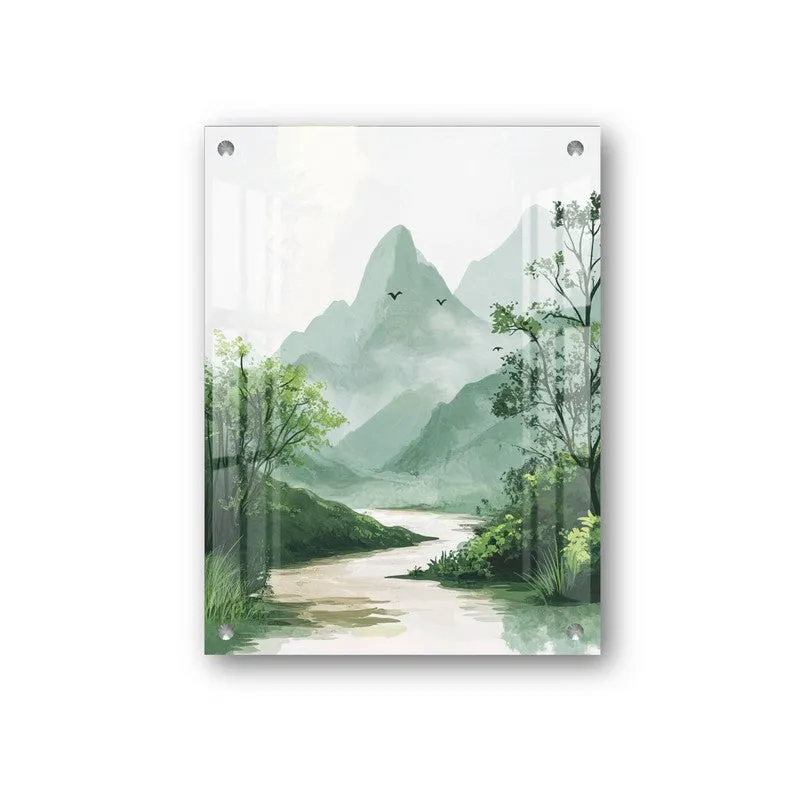 Zen Forest Green Japanese Acrylic Wall Art media 3