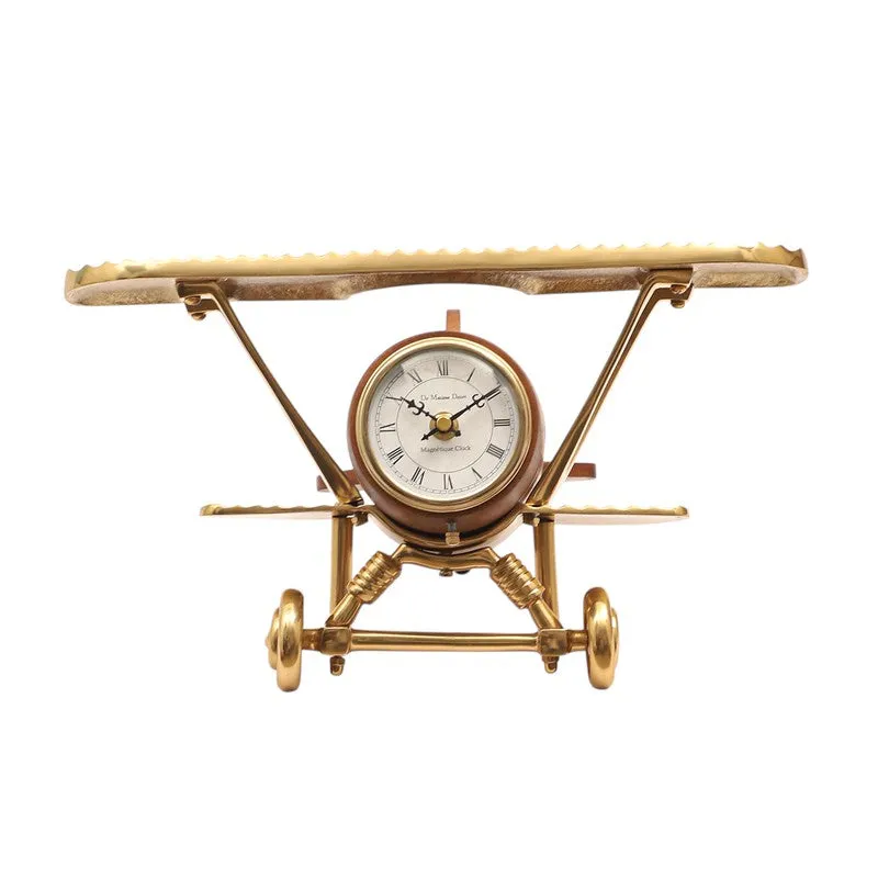 Aviation-Themed Table Clock Gold media 4