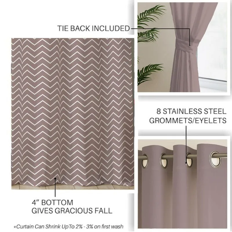 Urban Space Patterned Brown Cotton Curtains - Set Of Two media 5