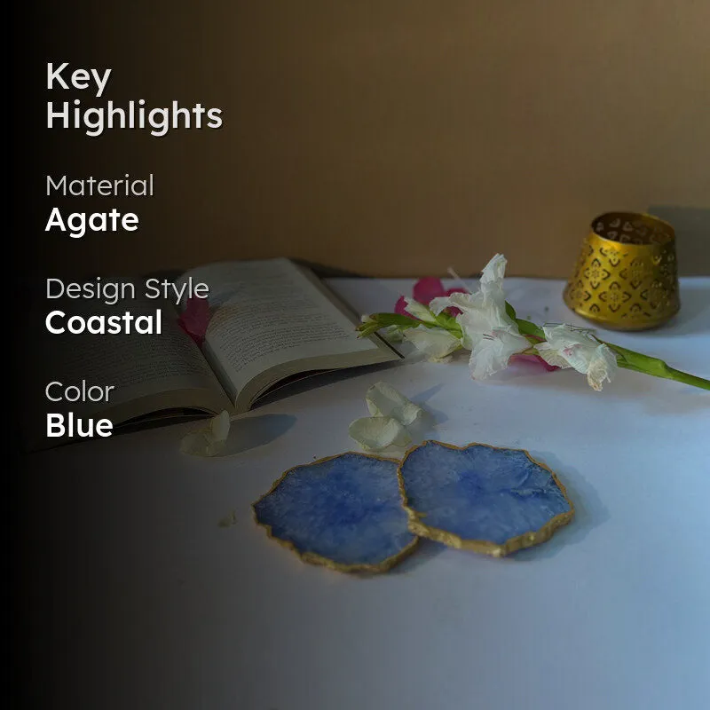 Celeste Handcrafted Crystal Agate Coaster (Blue) - Set Of Two media 2
