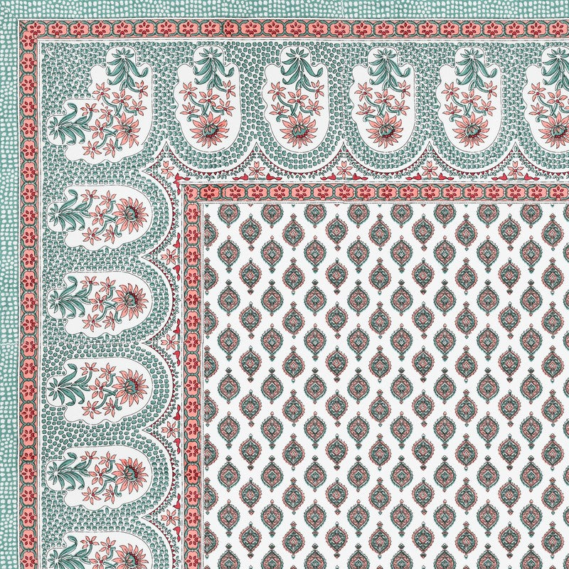 OvoFloro Handblock Printed Cotton Bedsheet (Red) - 400 TC media 6