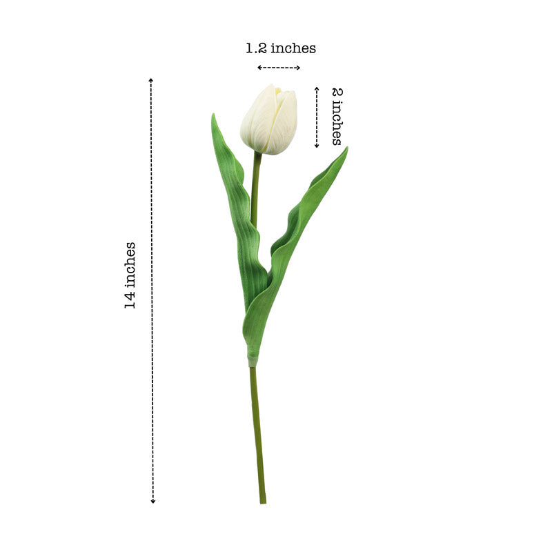 Artificial Realistic Tulip Flower Sticks (White) - Set Of Five media 7
