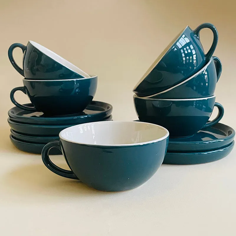 Elegant Green Ceramic Cup & Saucer (320 mL Each) - Set of Six media 5