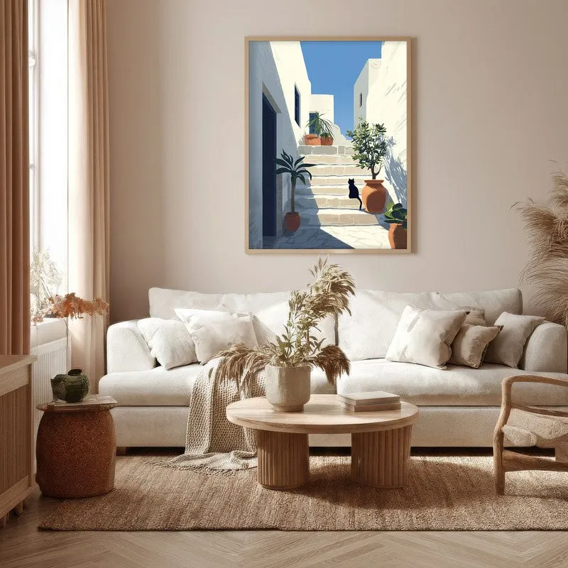 Sunlit Steps Canvas Wall Painting - Brown Frame media 5