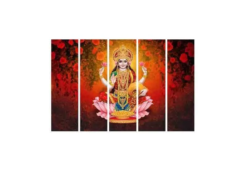Goddess Laxmi Wall Art - Five Piece Set media 4