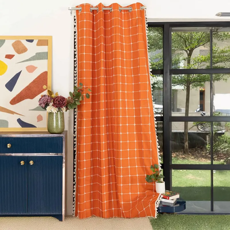 Urban Space Kanya Grid Curtain - Orange media 2