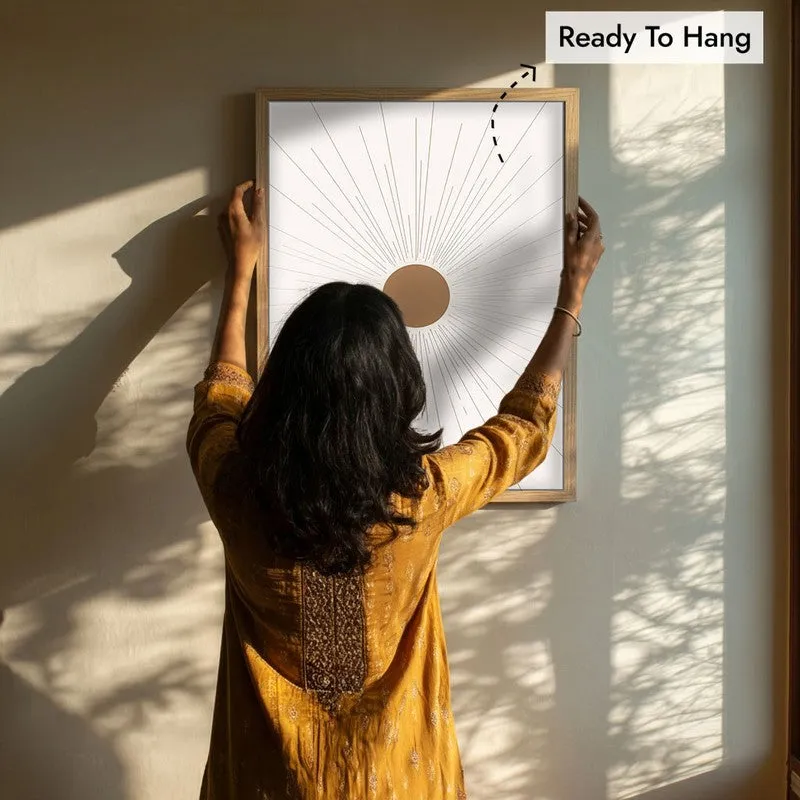 Sunburst Canvas Wall Painting With Brown Frame media 8