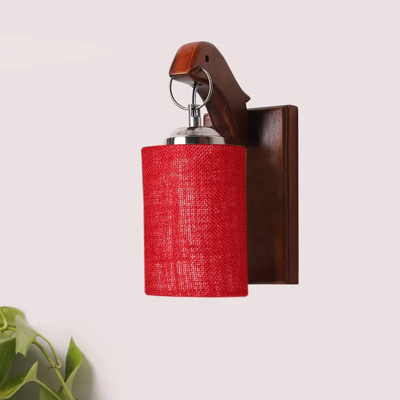Estrella Jute & Wooden Wall Lamp - Maroon media 3