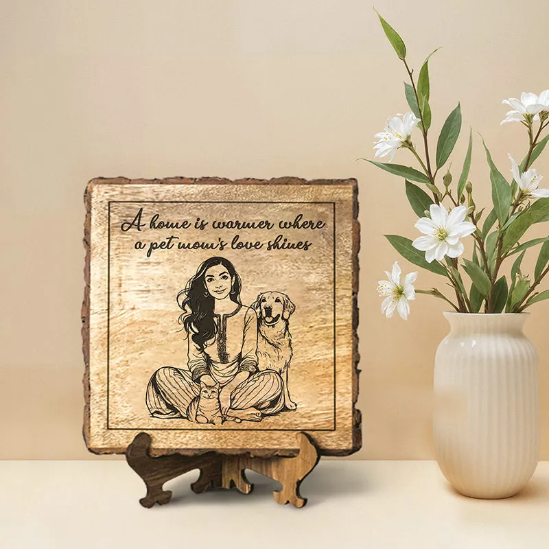 Pet Mom's Love Wood Showpiece - Square media 1