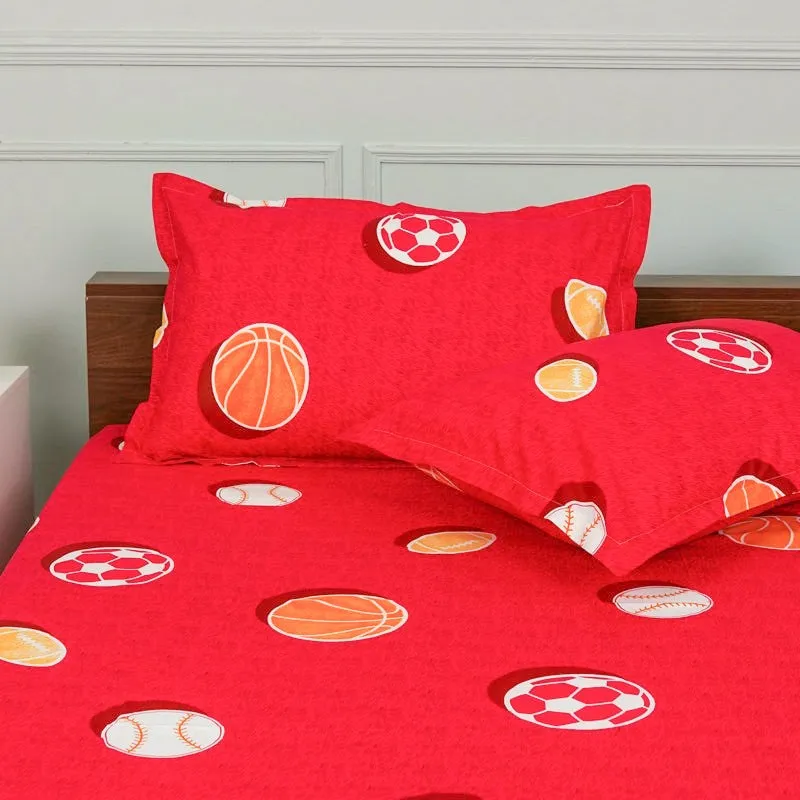 Baseball Dreams Kids Neon Print Cotton Bedsheet (Red) - 144 TC media 4
