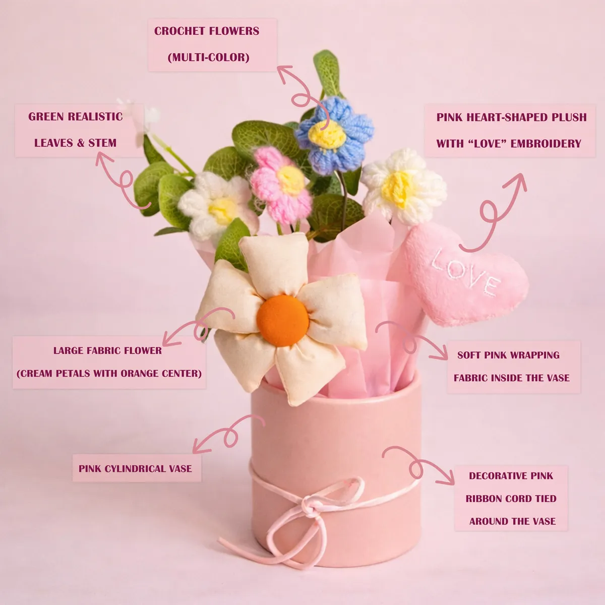 CylSprout Artificial Flower With Vase - Pink media 7