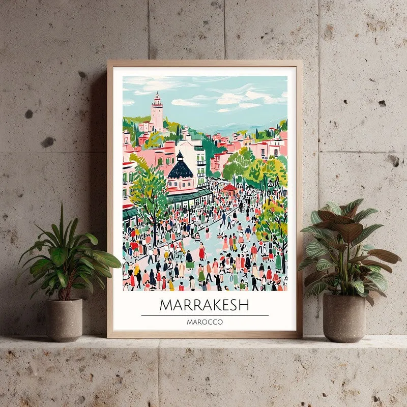 Vintage Marrakesh Framed Canvas Archival Canvas Wall Painting - Natural Brown Frame media 3