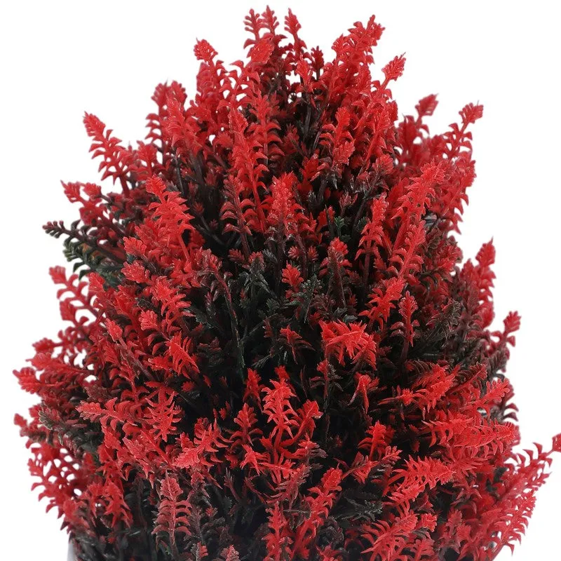 Artificial Red Thick Bush Plant with White Pot media 3