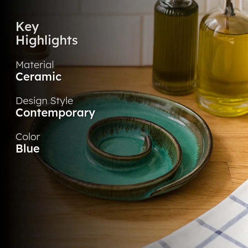 Swirl Swoop Ceramic Platter - Sea Green media 2