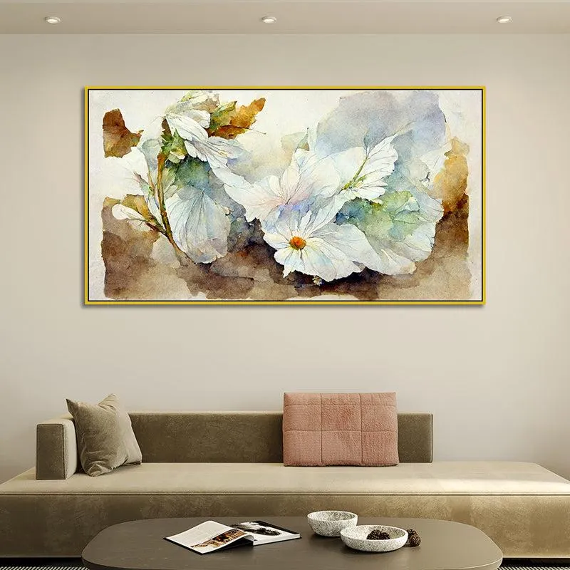 Shapes Of Autumn Floral Canvas Wall Painting With Frame - Gold media 1