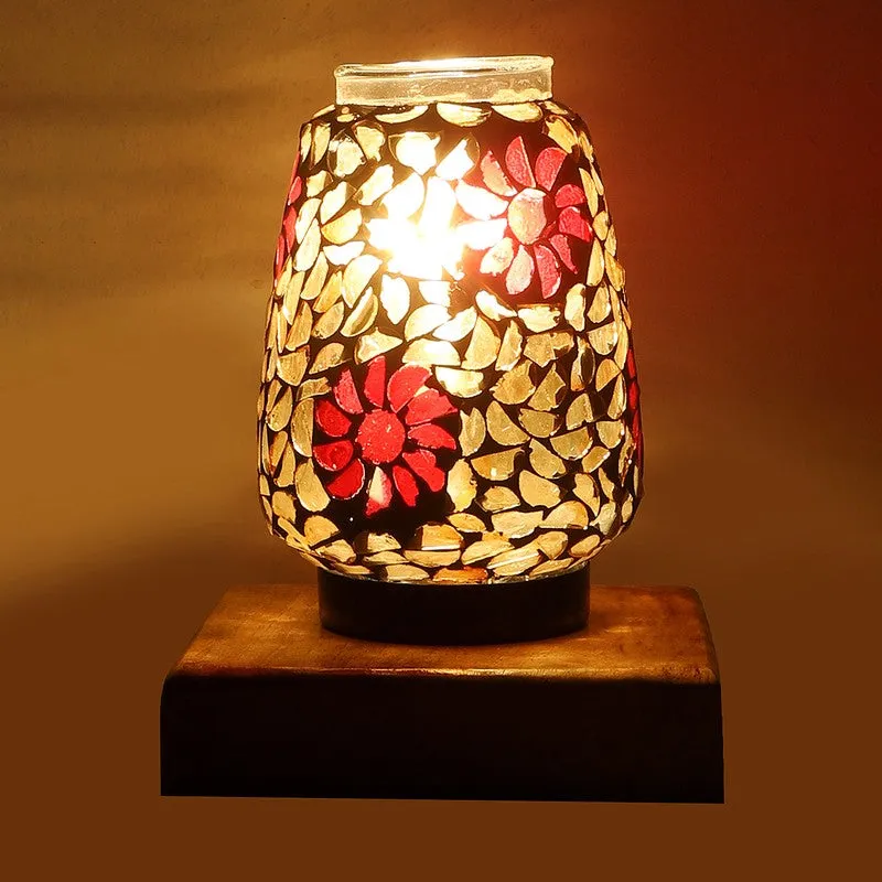 Lumen Mosaic Glass Table Lamp With Wooden Base - Multicolor media 7