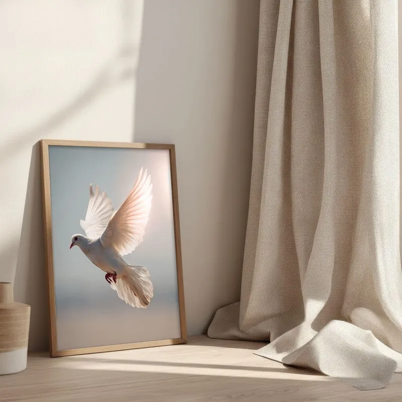 Wings of Peace Archival Paper Wall Painting With Brown Frame media 3