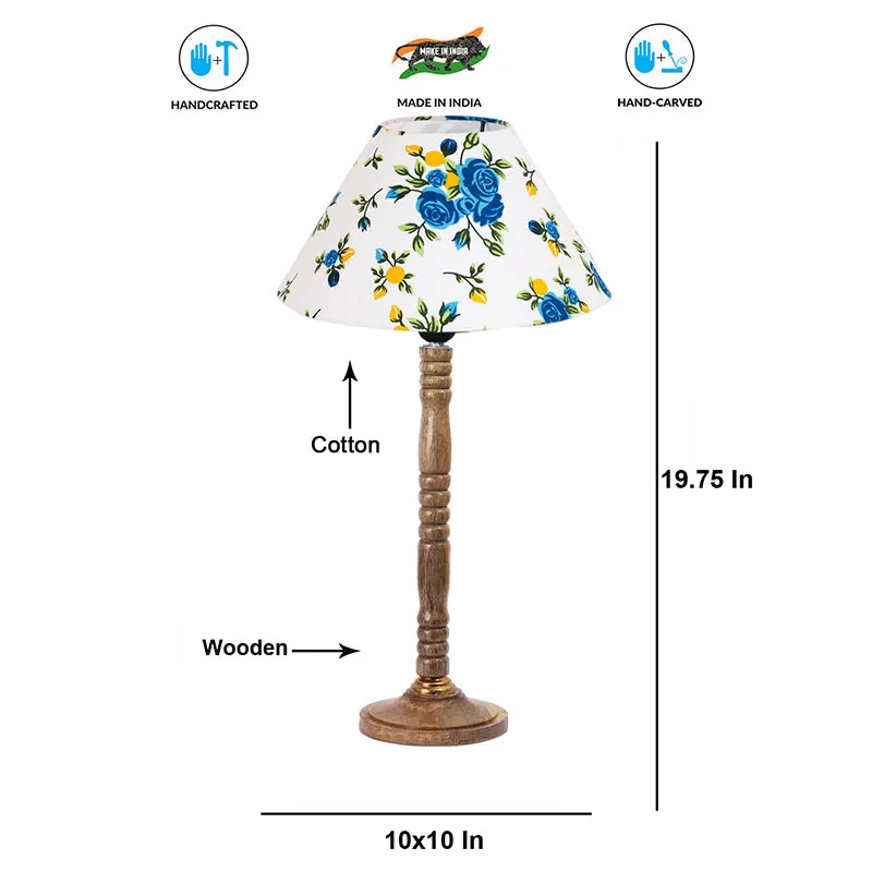 Garden Lights Table Lamp With Carved Wooden Base media 6