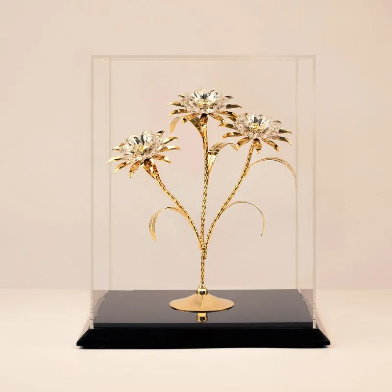 TriDaisy Elegance 24K Gold Plated Mild Steel Showpiece media 3