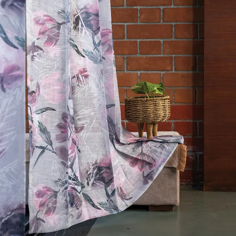 Urban Space Winter Crocus Curtain (Pink Sheer) - Set Of Two media 1