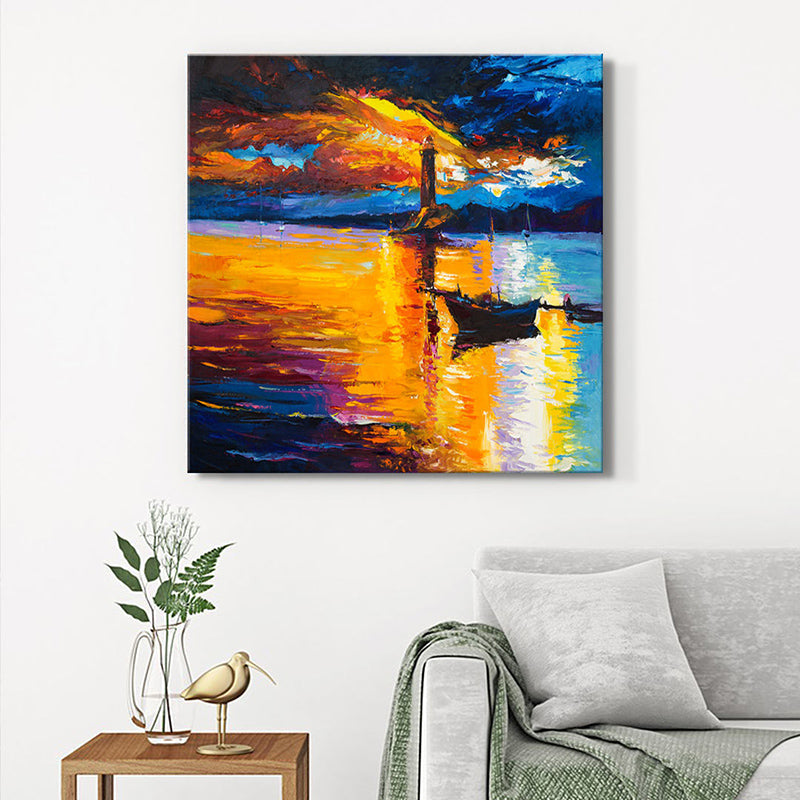 Guiding Light At Dusk Wall Painting