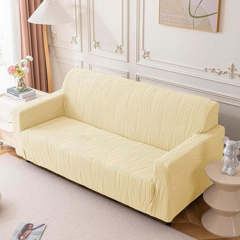 Velvet Night Solid Sofa Cover - Pale Yellow media 3