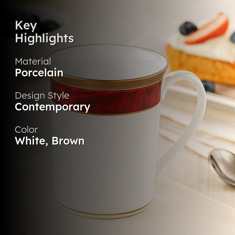 Noritake Majestic Porcelain Coffee Mug (Burgundy) - 280 mL media 2