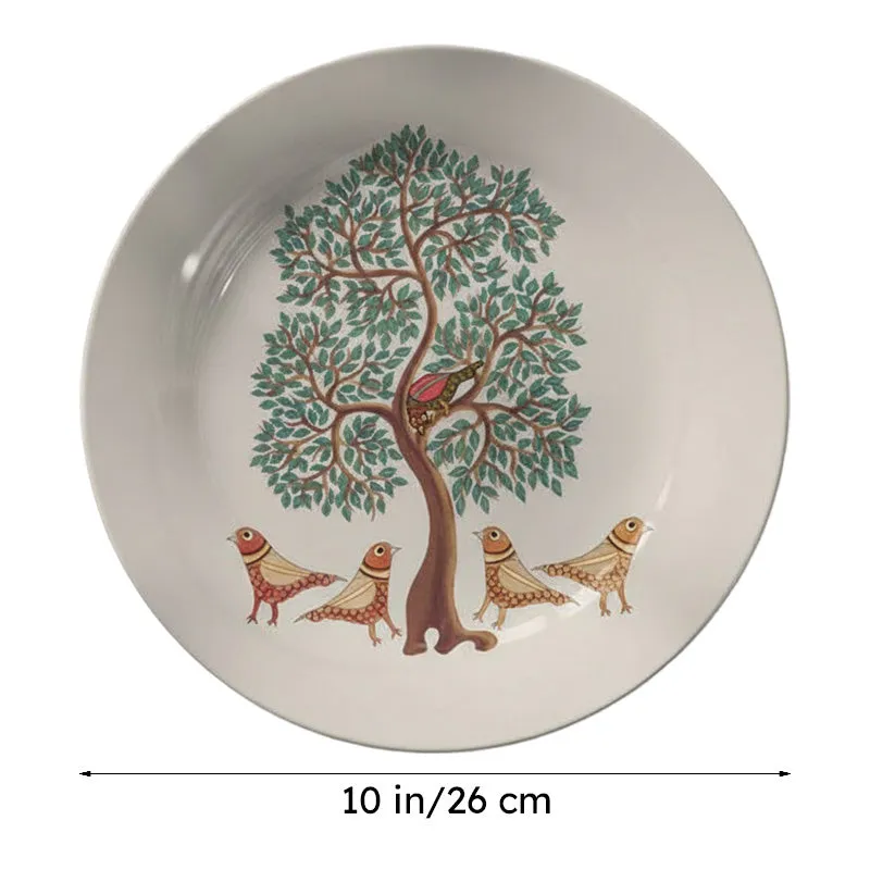 Birds Chirping Gond Art Wall Plate media 7