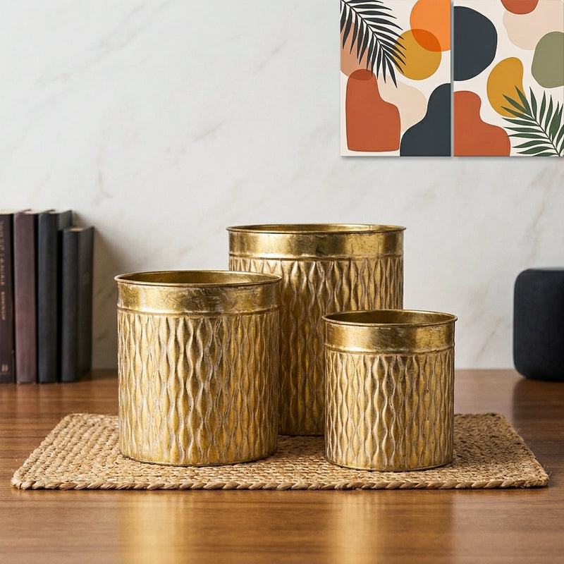 Aurora Metal Planters - Set Of Three